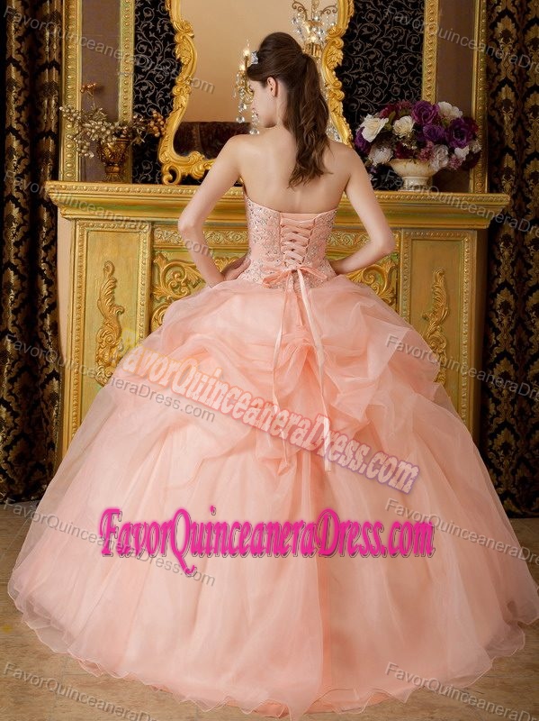 Champaign Beaded Strapless Sweet Sixteen Dresses Embellished with Pick-ups