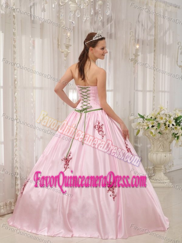 Nice Pink Strapless A-line Sweet Sixteen Quinceanera Dresses with Appliques