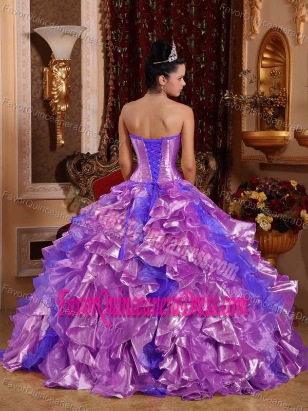 Cheap Two-toned Organza formal Quinceanera Dresses with Embroidery