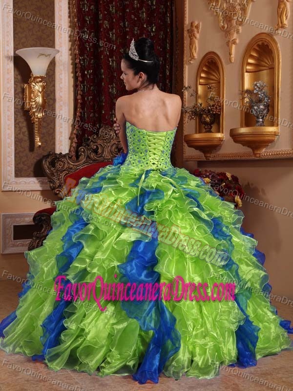 Exclusive Organza Sweetheart Two-toned Beading Quinceanera Dress Ruffled