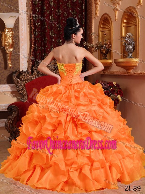 Ball Gown Strapless Quinceanera Dress with Appliques and Ruffled Layers