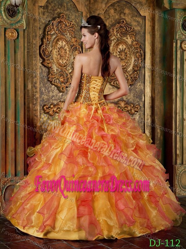 Multicolor Ball Gown Strapless Organza Quinceanera Dresses with Ruffles