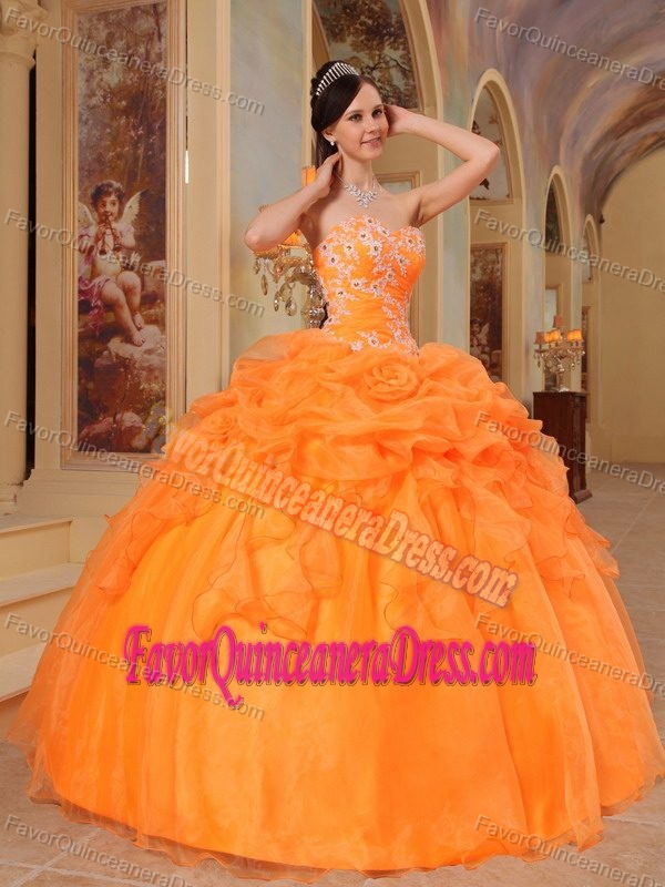 Orange Ball Gown Sweetheart Taffeta and Organza 2013 Quinceanera Dress