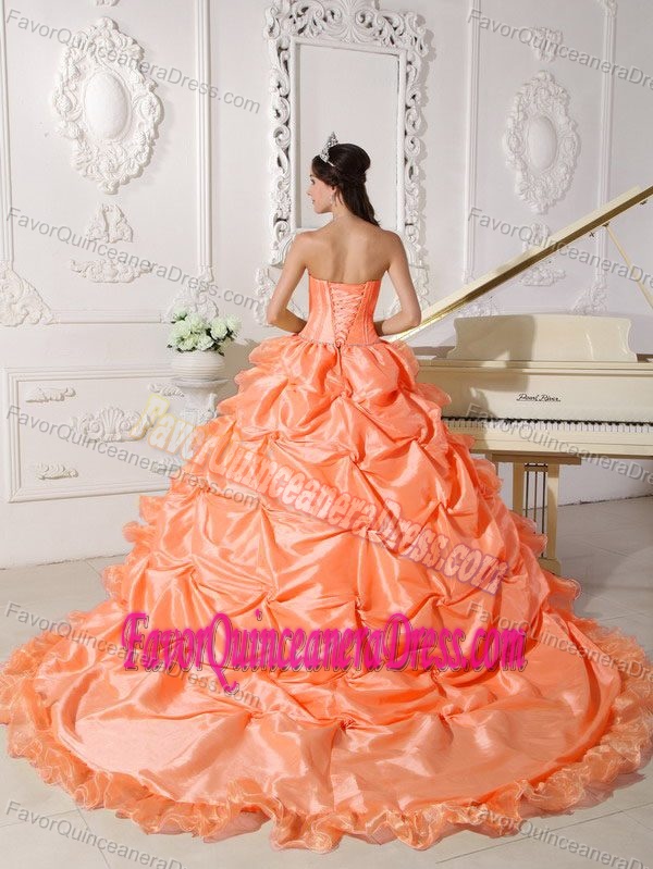 Pretty Orange Red Ball Gown Quinceanera Dresses with Pick-ups for 2013