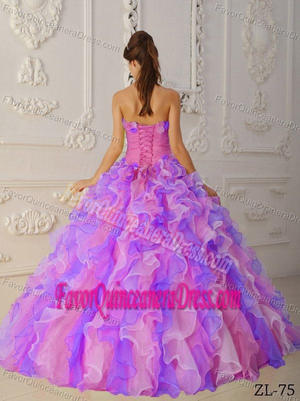 Colorful Ball Gown Strapless Quinceanera Dresses with Hand Made Flowers