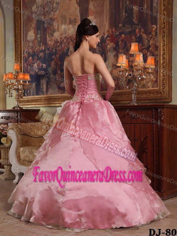 Ball Gown Strapless Quinceanera Dresses with Hand Made Flowers and Layers