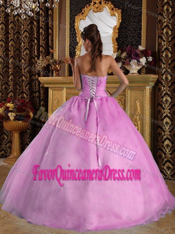 Dramatic Floor-length Organza Beading Quinceanera Dress in Lavender
