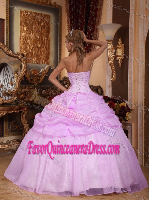Angel Strapless Organza Appliqued Quinceanera Gown Dress in Lavender