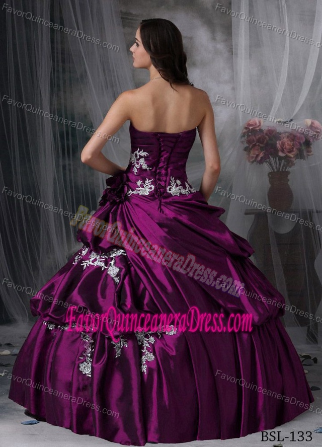 Surprising Purple Taffeta Appliqued Sweet Sixteen Dresses Online Shop