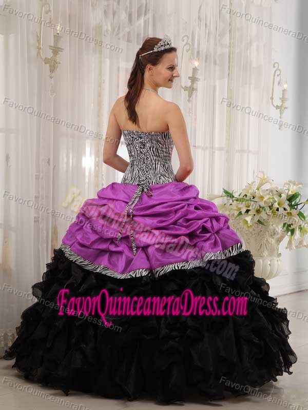 Brand New Fuchsia and Black Ball Gown Quinceanera Dress with Sweetheart