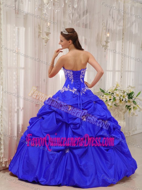 Brand New Sweetheart Taffeta Blue Quinceanera Dress with Appliques