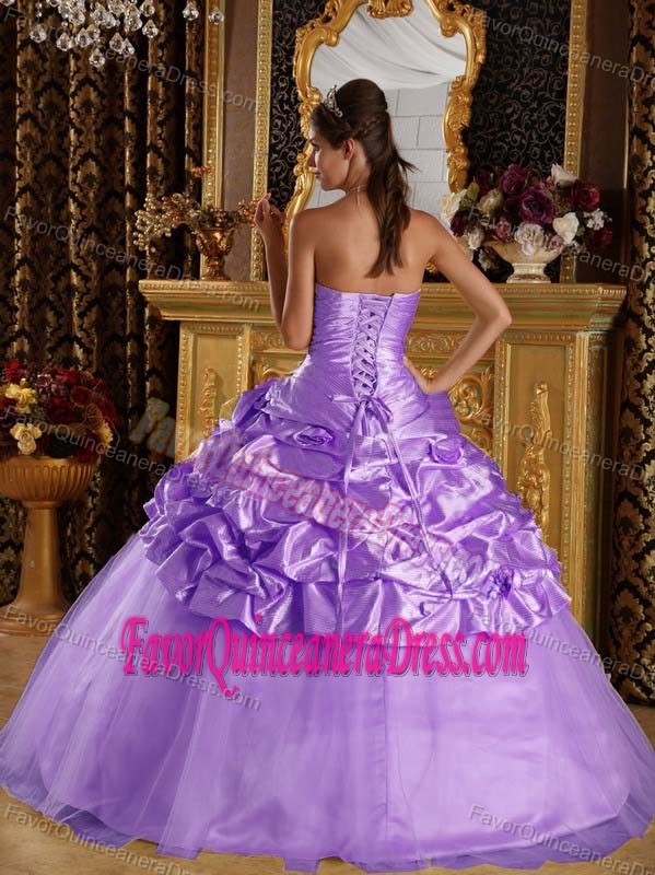 Lavender Ball Gown Floor-length Beaded Quince Dresses in Taffeta and Tulle