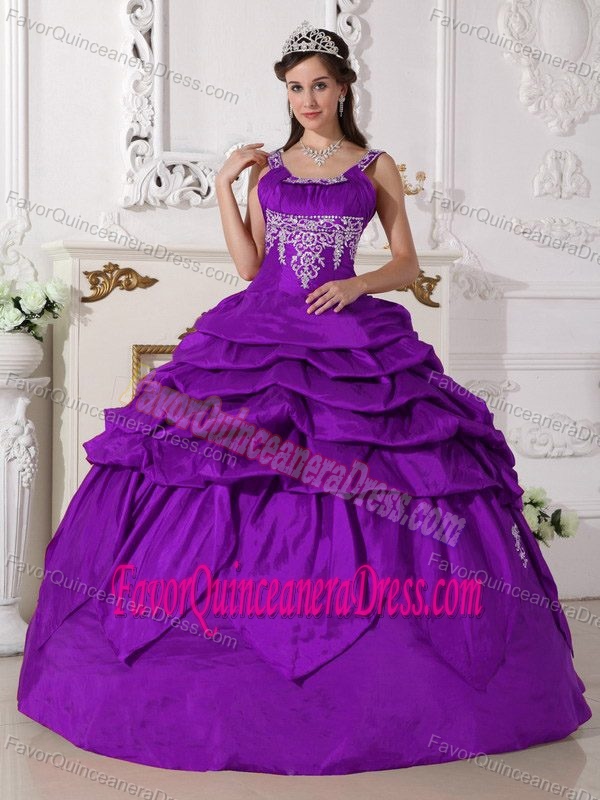 Best Purple Scoop Floor-length Quinceanera Gown Dress in Taffeta