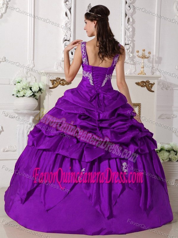Best Purple Scoop Floor-length Quinceanera Gown Dress in Taffeta