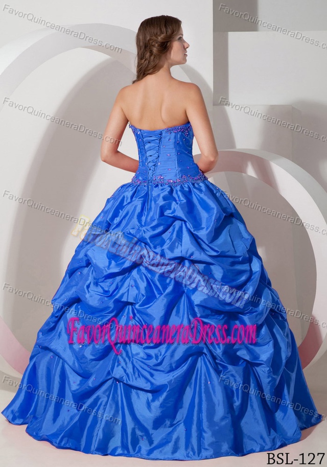 Hot Pink Strapless Floor-length Taffeta Quinceanera Dress with Pick-ups