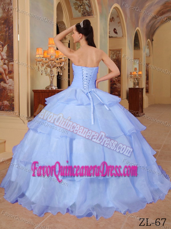 Sweetheart Floor-length Organza Beaded Quinceanera Gowns in Lilac