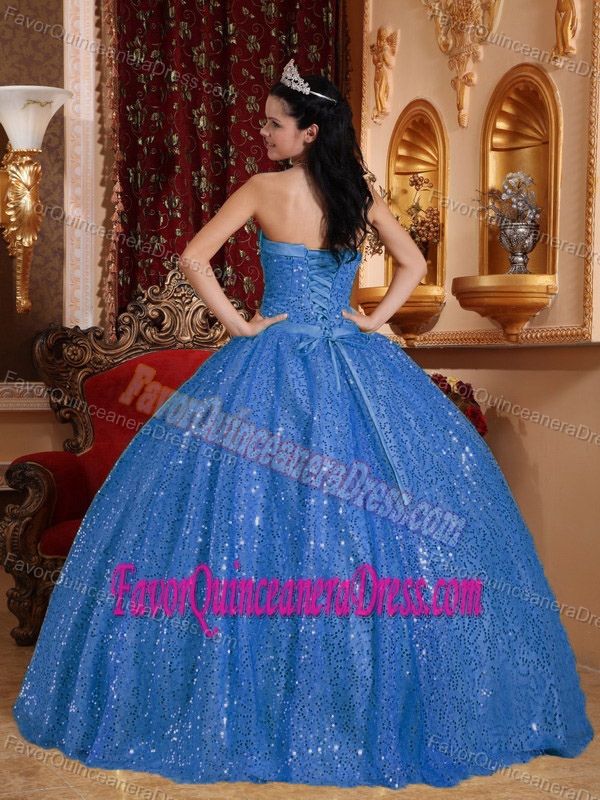 Baby Blue Strapless Taffeta Quinceanera Gown Dress with Embroidery