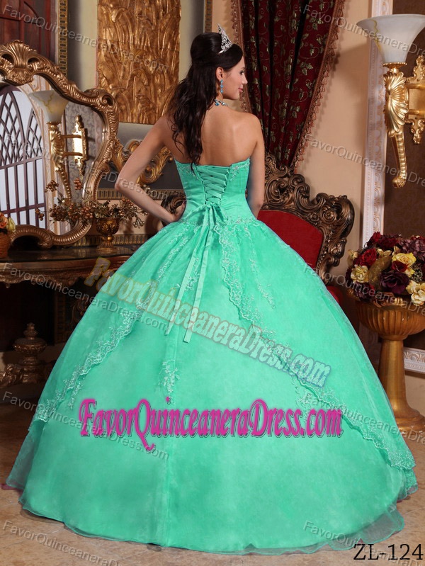 Informal Sweetheart Beaded Organza Quinceanera Gown Dresses in Blue