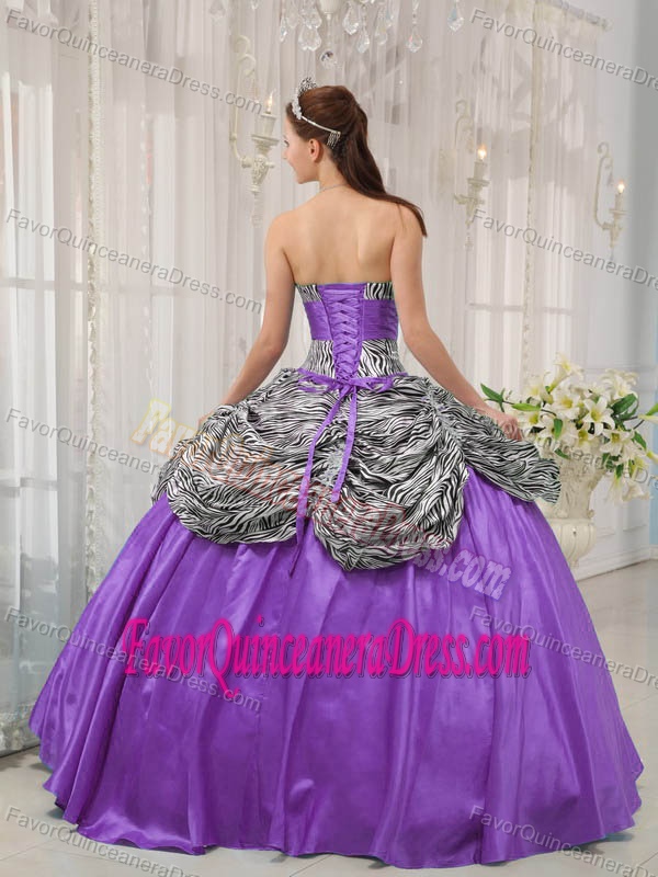 Sweetheart Floor-length Taffeta and Zebra Sweet 16 Dresses in Lavender