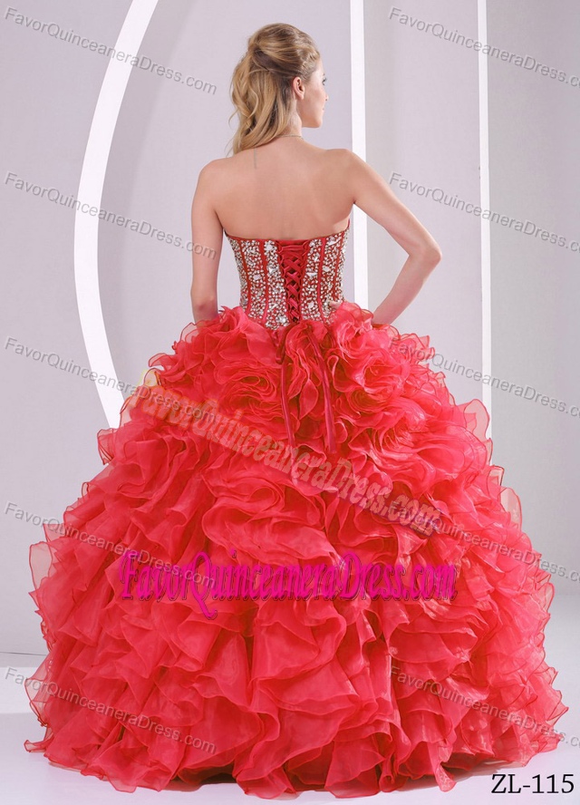 Sophisticated Ball Gown Sweetheart Beaded Sweet 16 Dresses with Ruffles
