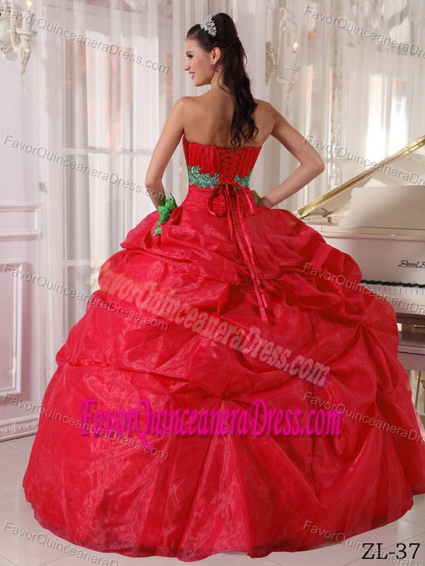 Provocative Sweetheart Organza Sweet Sixteen Quinceanera Dresses in Red