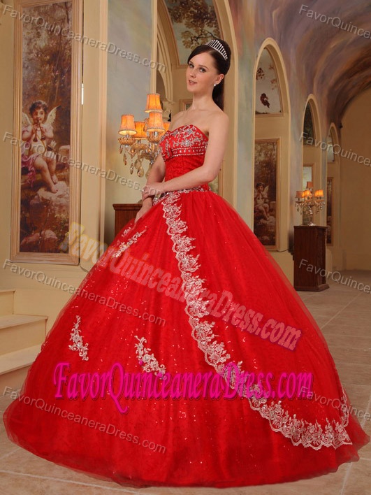 Shimmering Red Organza Sweet Sixteen Dresses with Embroidery and Beading