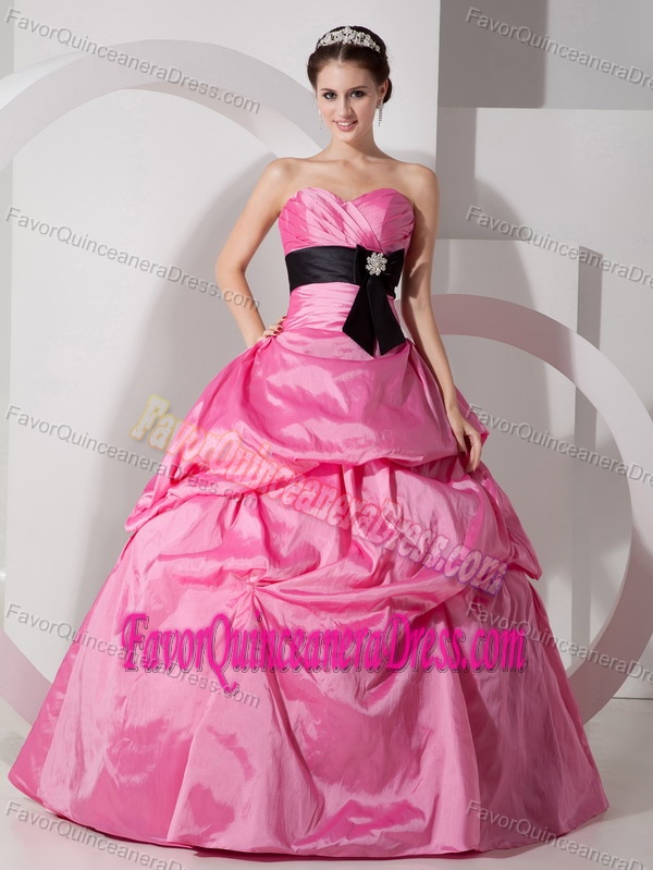 Hot Pink Sweetheart Floor-length Sash 2013 Quinceanera Dresses in Taffeta