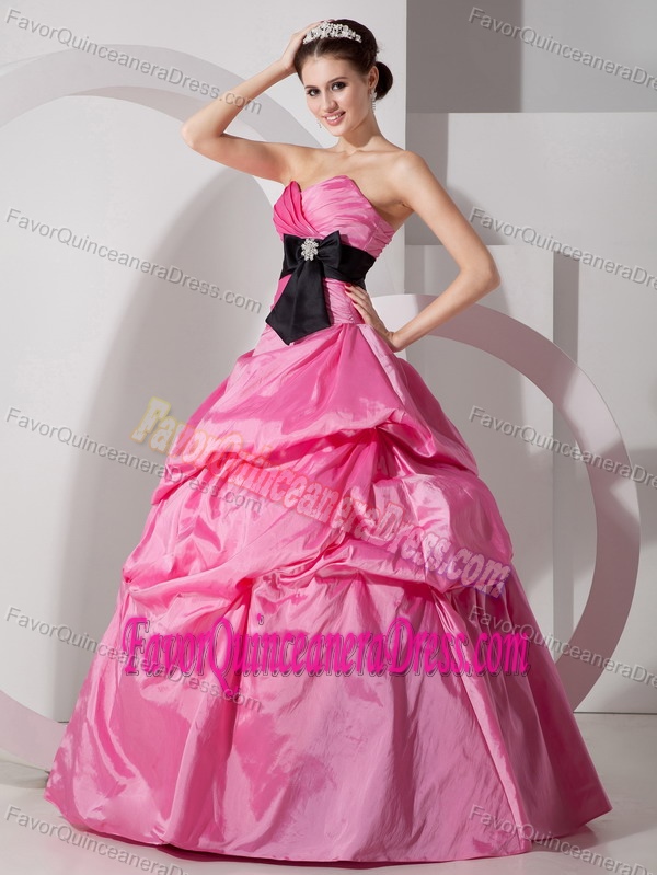 Hot Pink Sweetheart Floor-length Sash 2013 Quinceanera Dresses in Taffeta
