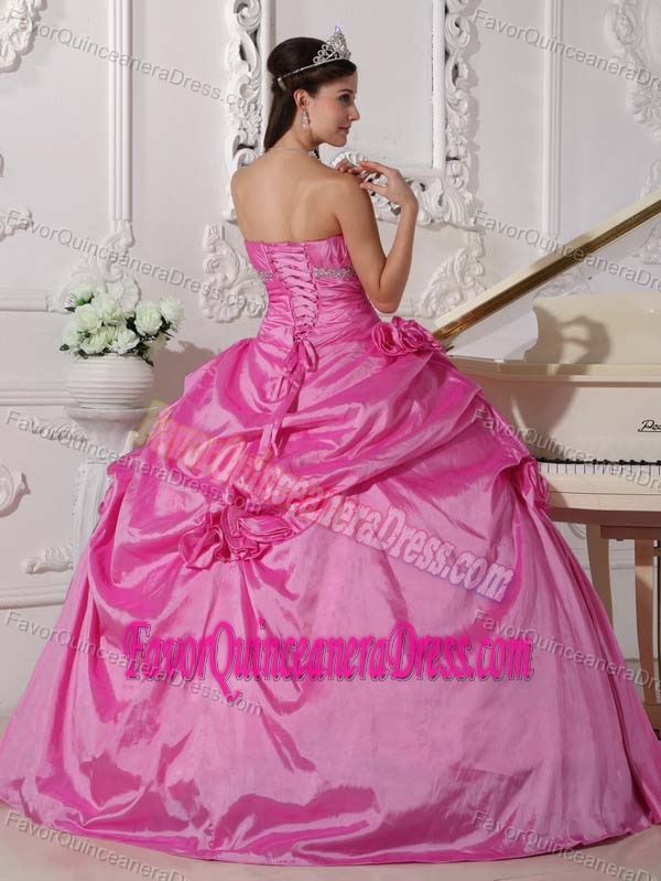 Ruched and Beaded Ball Gown Sweetheart Quinceanera Dress with Flowers