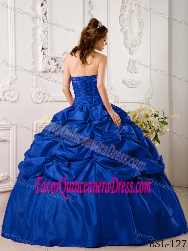 Blue Ball Gown Sweetheart Quinceanera Dresses with Pick-ups and Appliques