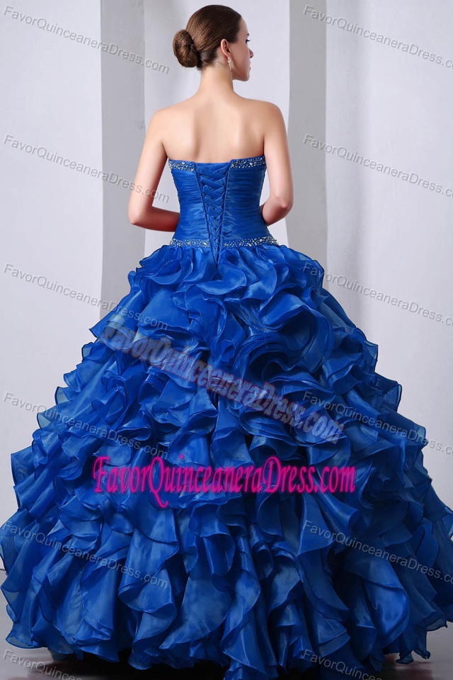 Sweetheart Blue Ruched Quinceanera Dresses for Women with Ruffled Layers