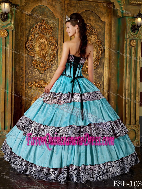 Luxurious Sweetheart Zebra Ruffled Quinceanera Dress Best Seller in 2013