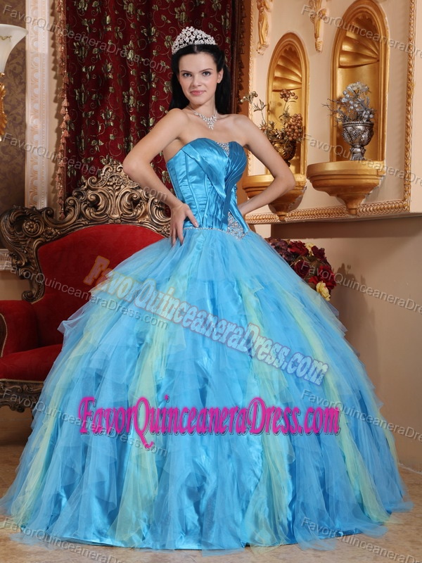 Unique Beaded Sweetheart Tulle Quinceanera Dresses with Ruffled Layers