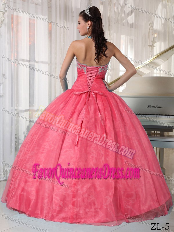 Beaded Sweetheart Taffeta and Organza Quinceanera Dress with Appliques