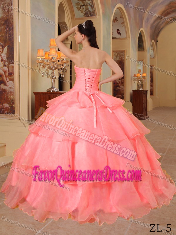 Sweetheart Floor-length Organza Quinceanera Dress with Hand Made Flowers