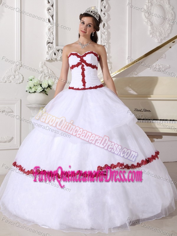 Special Organza Appliqued White Ball Gown Dress for Quinceanera Online