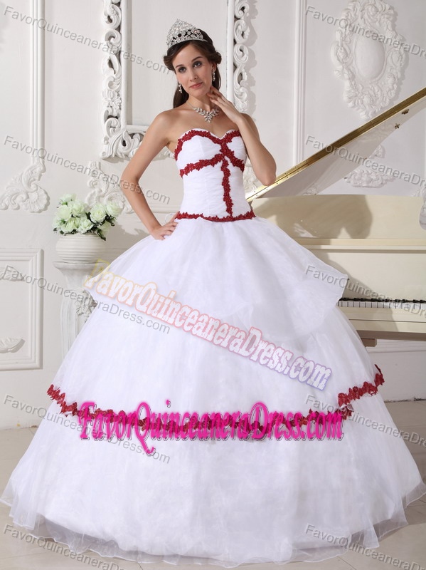Special Organza Appliqued White Ball Gown Dress for Quinceanera Online