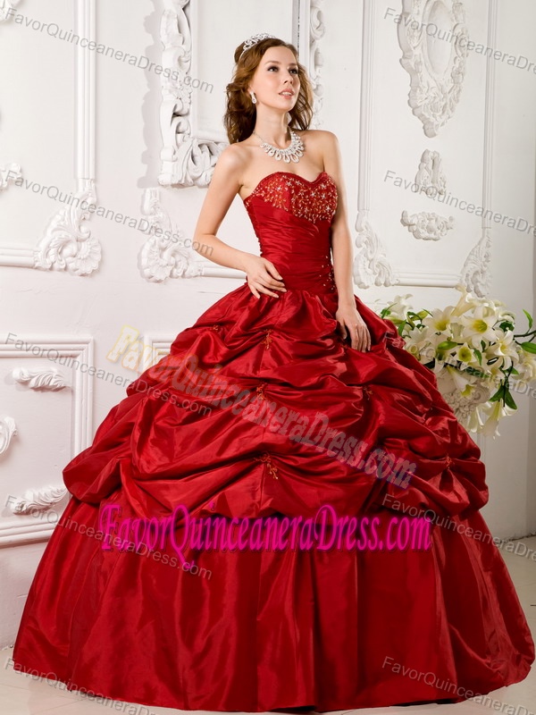 Appliques Pick Ups Wanted Sweet Sixteen Quinceanera Dresses in Wine Red