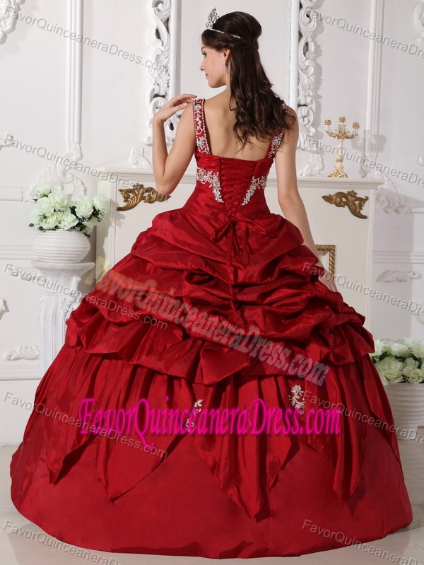 Scoop Neck Beading Pick Ups Wine Red Taffeta Fashion Quinceanera Dresses