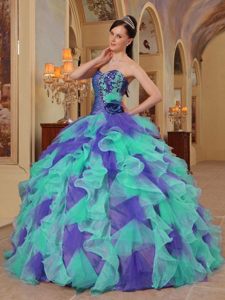 Colorful Ball Gown Sweetheart Organza Quinceanera Dresses with Ruffles