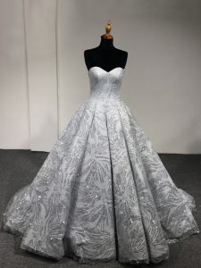 Silver Sleeveless Lace Up Quinceanera Gowns for Military Ball and Sweet 16 and Quinceanera