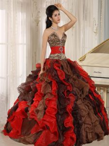Luxurious Multi-color Organza V-neck Dresses for Quinceaneras with Ruffles