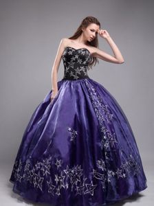 Dark Purple Ball Gown Sweetheart Quinceanera Dress with Appliques in 2014