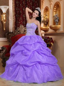 Lovely Corset Back Pick-ups Lilac Organza Quinceanera Dress under 200