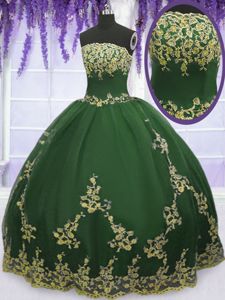 Free and Easy Straps Straps Dark Green Sleeveless Beading and Ruffles Floor Length 15th Birthday Dress