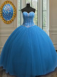 Extravagant Sleeveless Lace Up Floor Length Beading and Sequins Ball Gown Prom Dress
