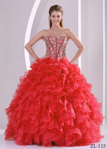 Sophisticated Ball Gown Sweetheart Beaded Sweet 16 Dresses with Ruffles